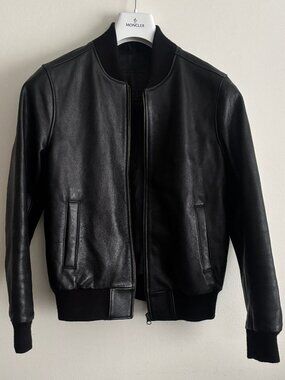 $798 Roots Canada Women’s Black Pebbled Leather Bomber Jacket - Size 6
